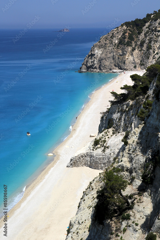 Aerial View of Egremni Beach, Lefkada Island, Greece