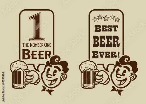 Vintage retro character beer advertising