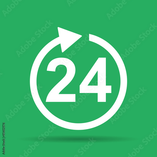 24 hours icon. Flat vector icon