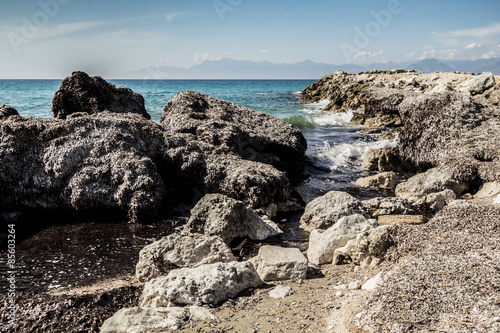 Rocky shore of Ionian sea