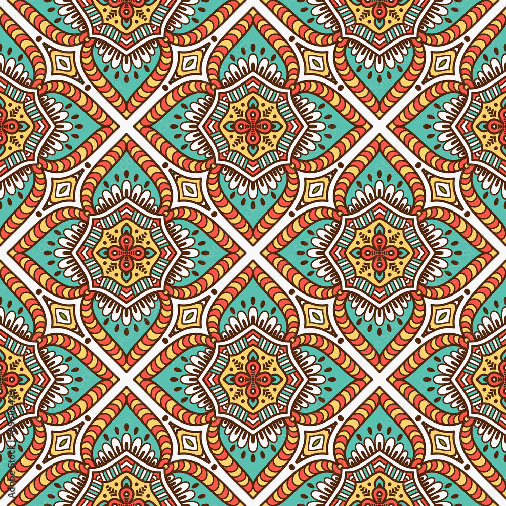 Ethnic floral seamless pattern