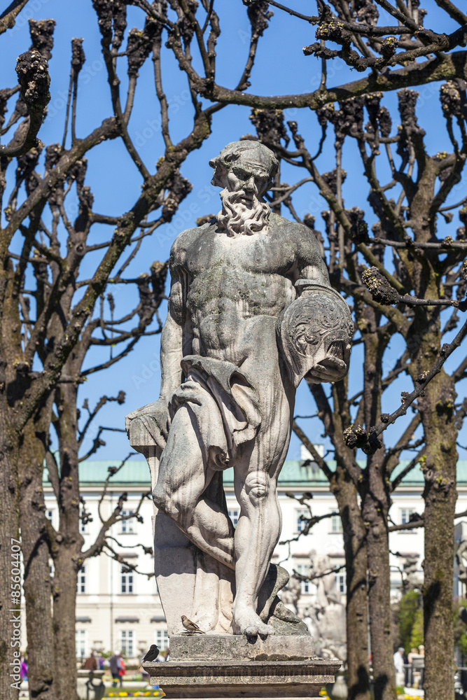 greek statues in Mirabell gardens in Salzburg