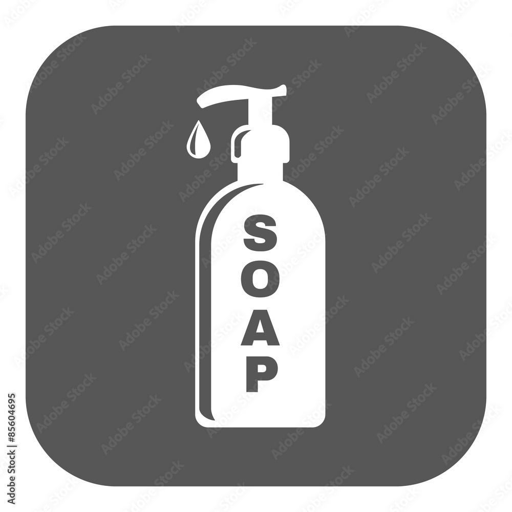 The liquid soap icon. Hand wash symbol. Flat