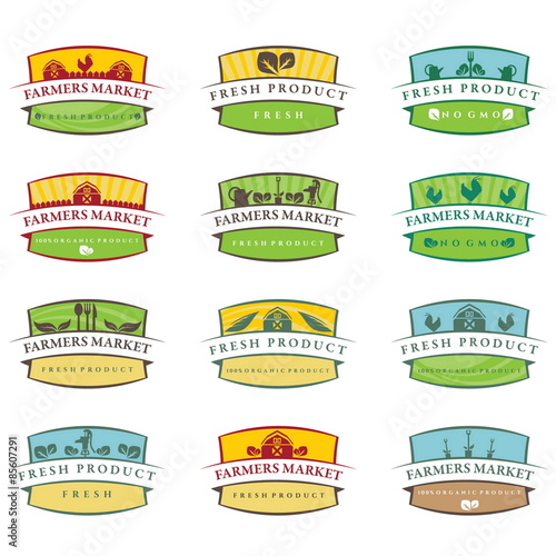 Set of illustration farm labels.Vector