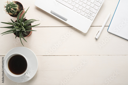  Office table with cup of coffee 