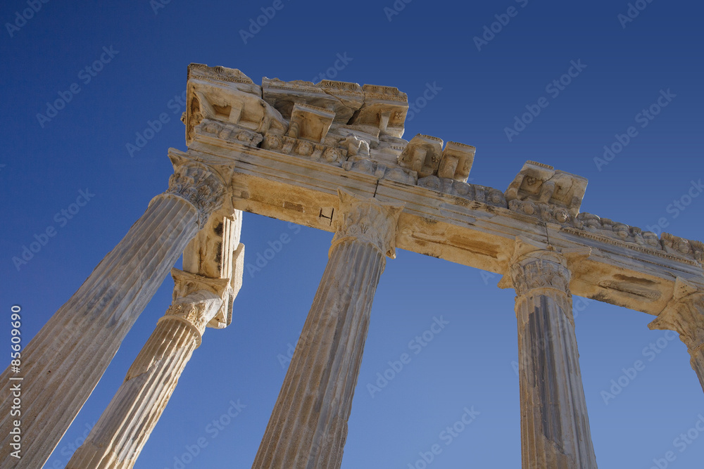 Ruins of Athena temple in Side Turkey on the coast