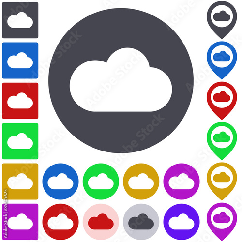Cloud icon, button, symbol set