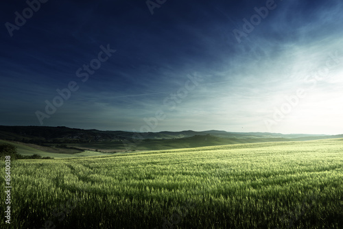 spring sunset in Tuscany  Italy