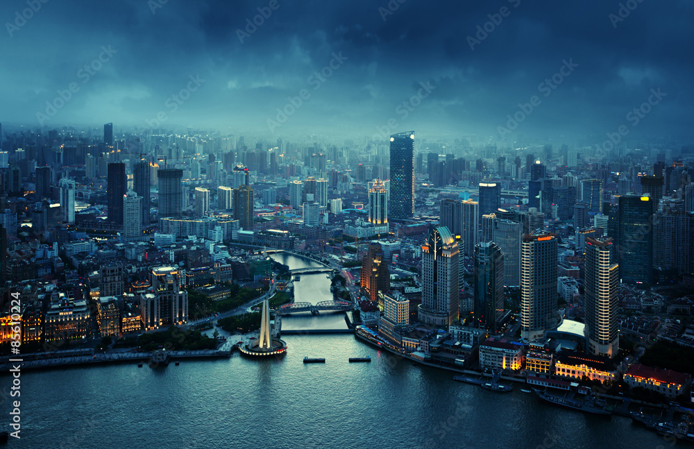 Obraz premium skyline of Shanghai at sunset, China