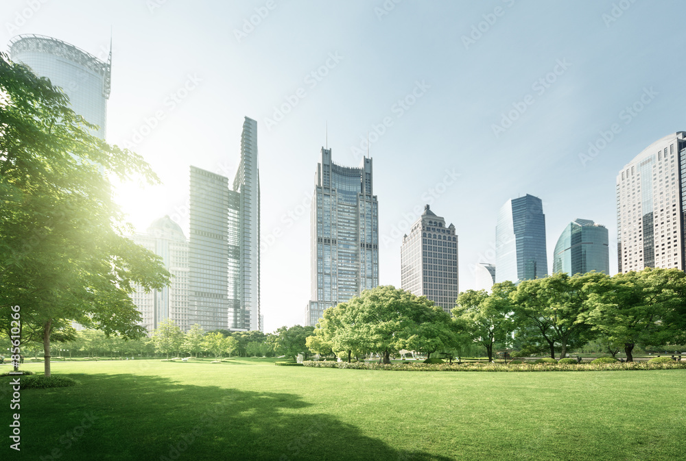Obraz premium park in lujiazui financial center, Shanghai, China