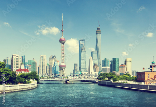 Shanghai skyline in sunny day, China