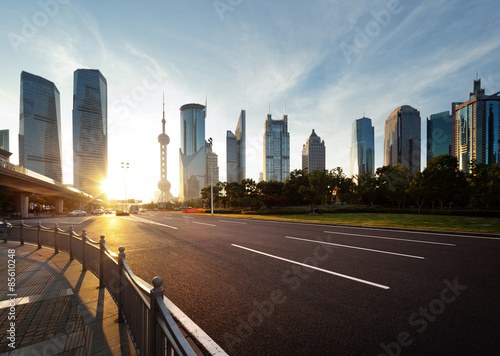 Photography road in shanghai lujiazui financial center
