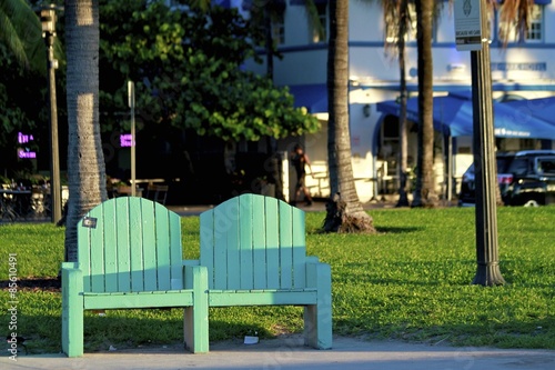 iconic public beanches in South Beach photo