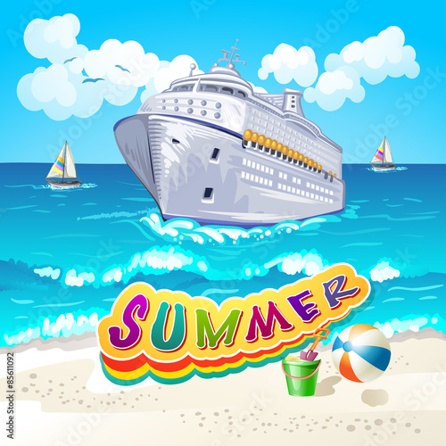 Cruise liner on the sea