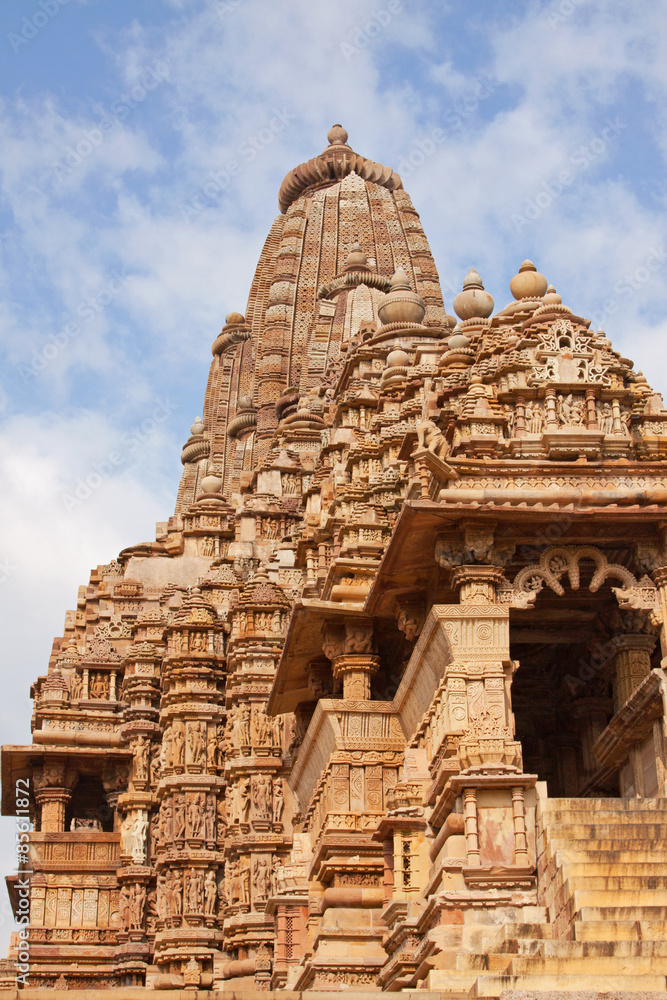 Lakshmana temple at Khajuraho, part of the Hindu temple complex built by the Chandela dynasty 1,000 years ago