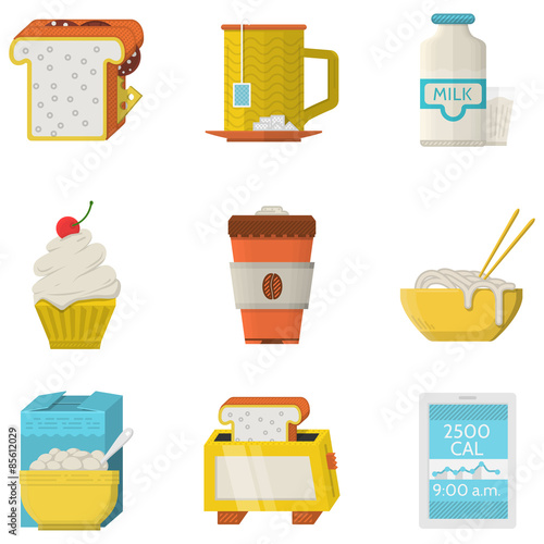 Food flat colored icons vector collection
