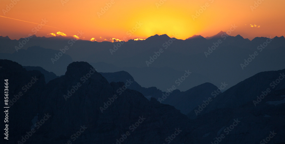 Sunset over the Julian Alps