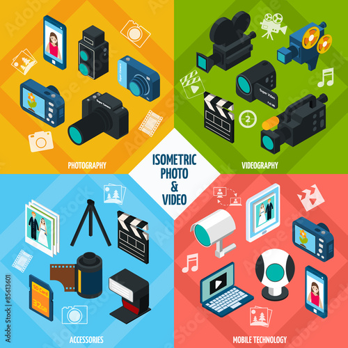 Isometric Photo Video Set