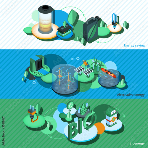 Green Energy Isometric Banners