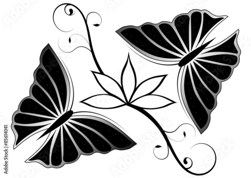 farfalle e fiore di loto