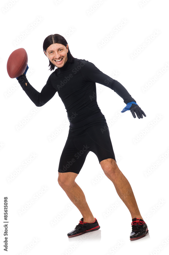 Man playing american football isolated on white Man playing american football isolated on white