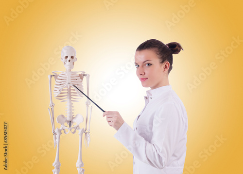 Doctor with skeleton against gradient  © Elnur