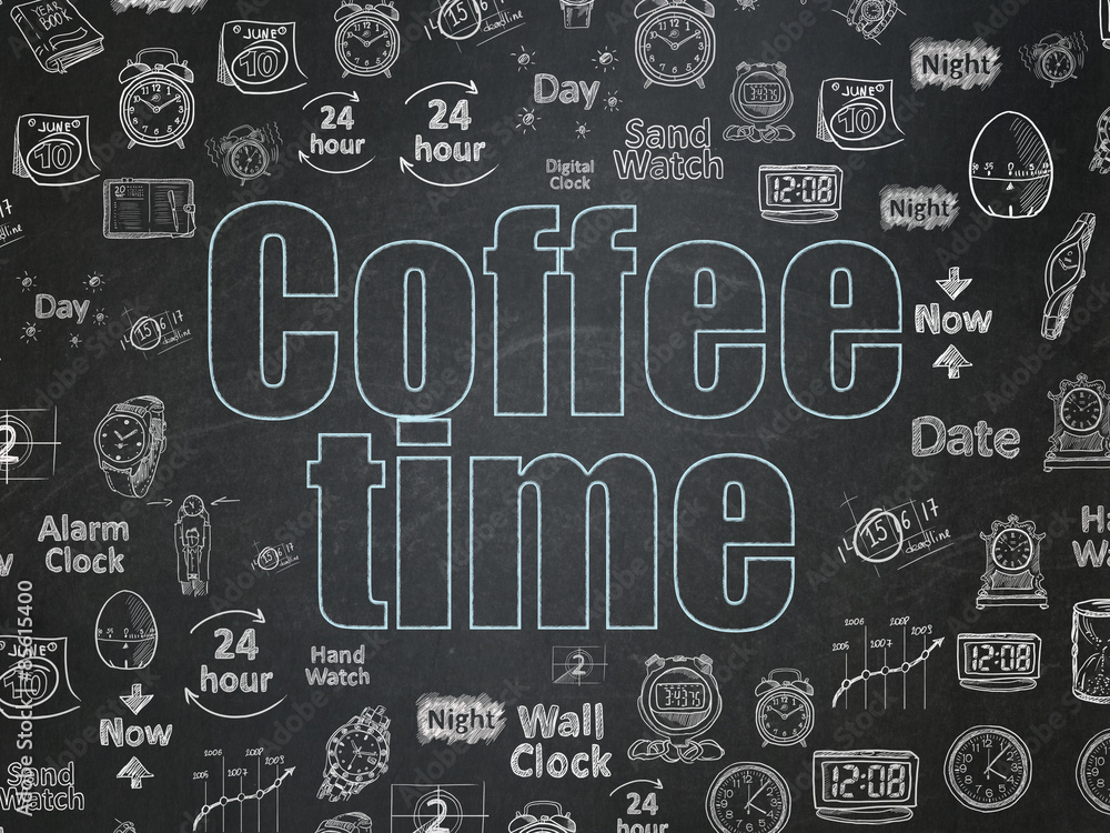 Timeline concept: Coffee Time on School Board background Timeline concept: Coffee Time on School Board background