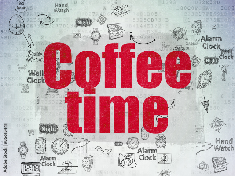 Time concept: Coffee Time on Digital Paper background Time concept: Coffee Time on Digital Paper background