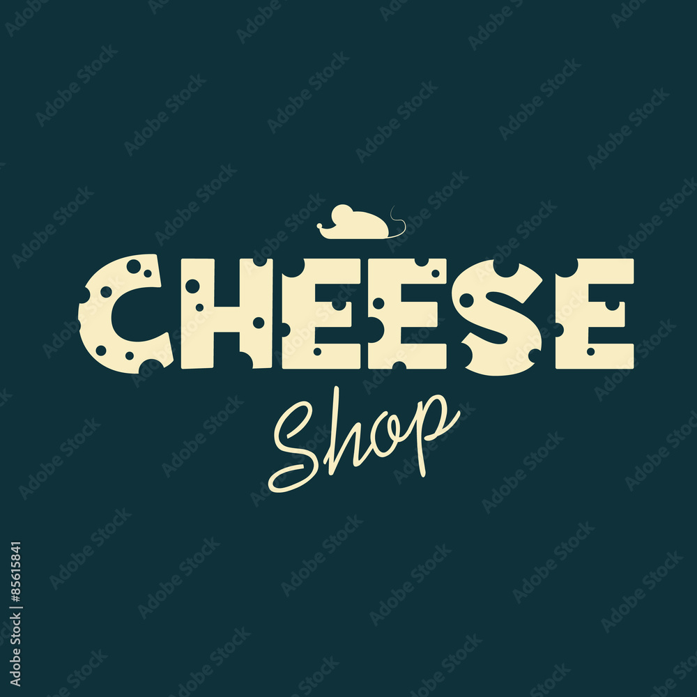Cheese shop design with creative typography of emmental cheese Stock ...