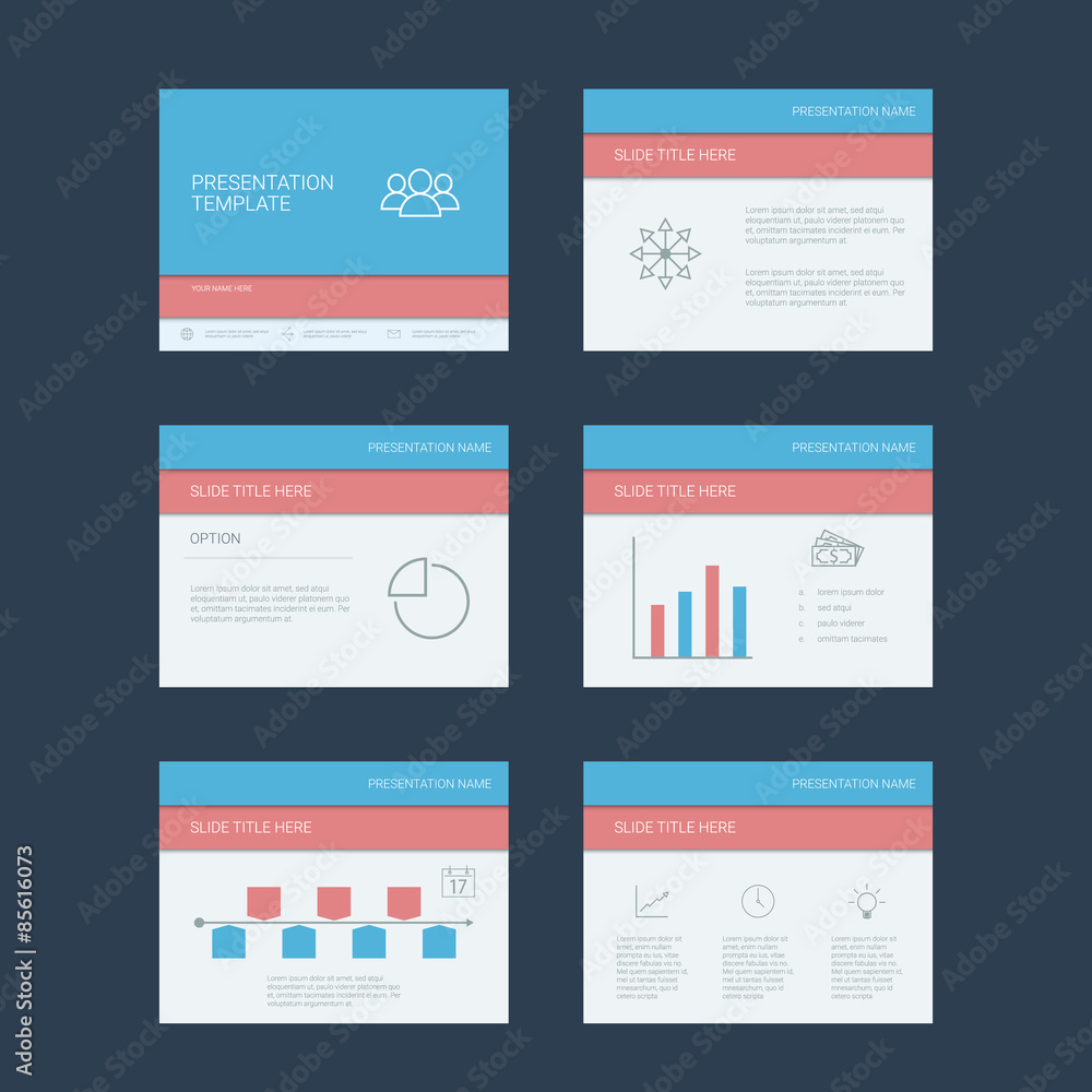 Presentation slides template. Infographics elements. Material