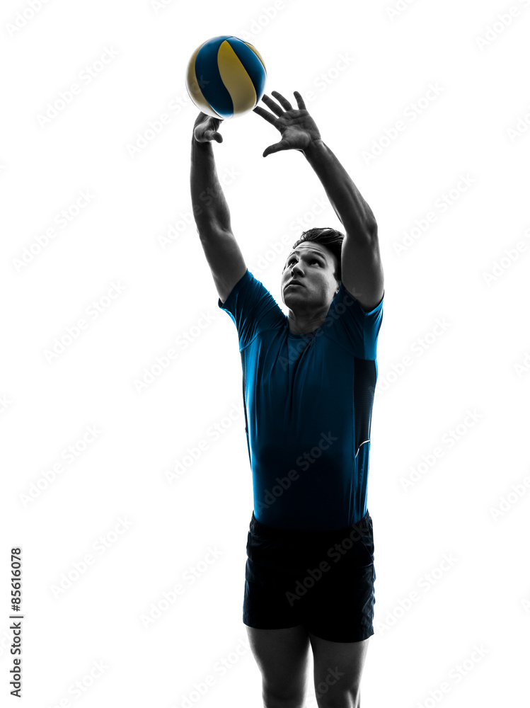 volley ball player man silhouette white background