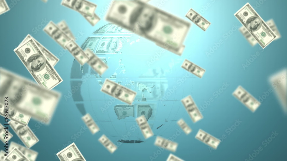 Money coming on and earth made of dollars Money coming on and earth made of dollars