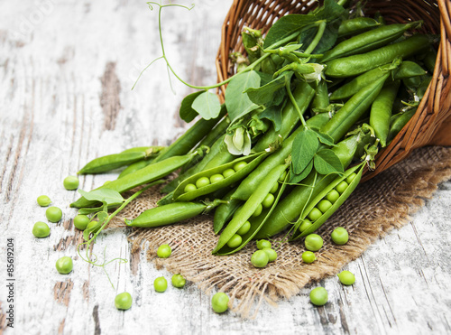 Basket with fresh peas