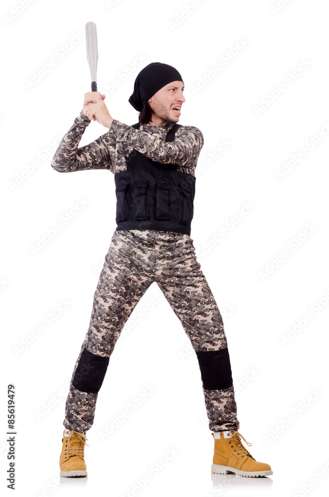 Young man in military uniform isolated on white Young man in military uniform isolated on white