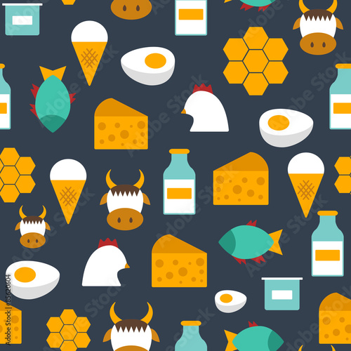 Seamless background with modern flat objects with products