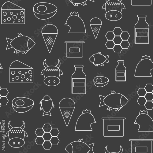 Seamless background with modern outline objects with products