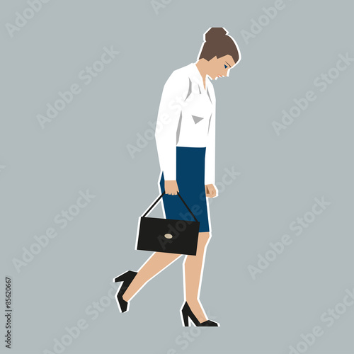 Vector illustration. Worker, woman, was fired. Staff reductions due to the financial crisis. Unemployment due to the recession. Downsizing of office people. Loss of prospects because of the reduction.