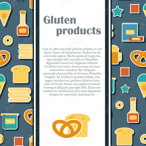 Gluten products vector concept. Healthy diet or gluten free flat