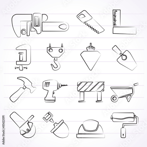 Construction industry and Tools icons - vector icon set