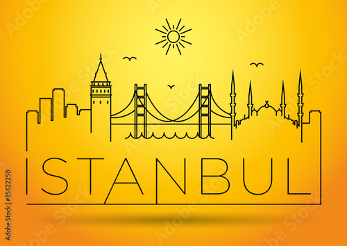 Istanbul City Line Silhouette Typographic Design