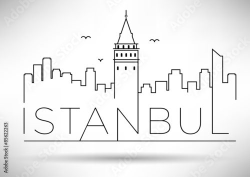 Istanbul City Line Silhouette Typographic Design