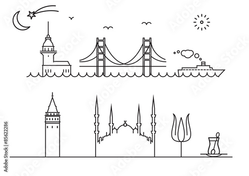 Istanbul City Line Silhouette Typographic Design