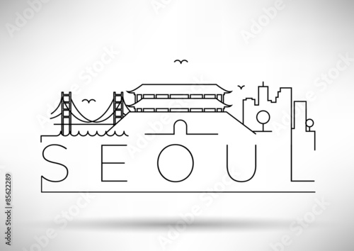 Seoul City Line Silhouette Typographic Design