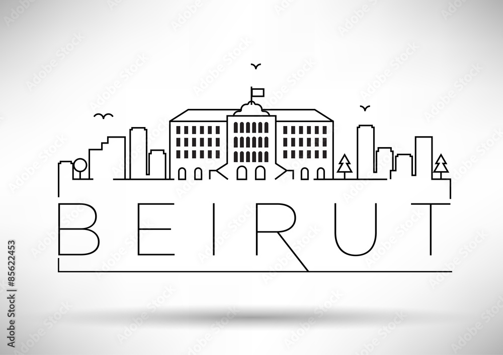 Fototapeta premium Bejrut City Line sylwetka projekt typograficzny