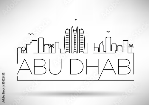 Abu Dhabi City Line Silhouette Typographic Design