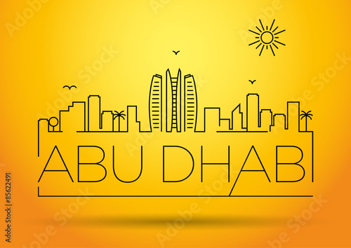 Abu Dhabi City Line Silhouette Typographic Design
