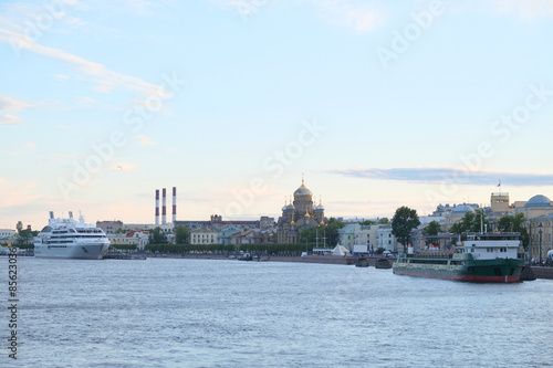 Veiw of a Neva river in St. Petersburg, Russia