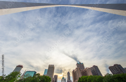 St. Louis Missouri Aerial Skyline Sunset