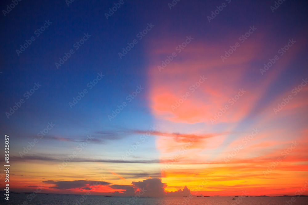 Stock Photo - Shot of the dark cloud on red sky