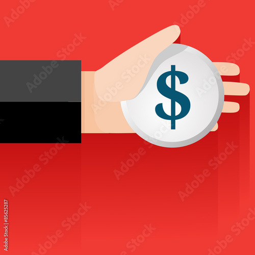 Business man hand holding dollar symbol